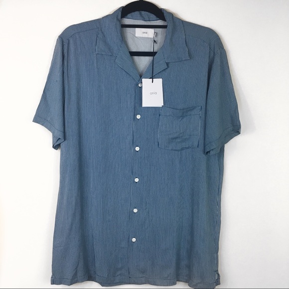 NWT Onia short sleeve stripe woven shirt medium - Picture 2 of 7